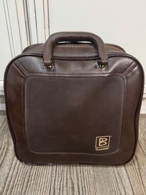 Vintage Brunswick Brown Leather Bowling Ball bag carry on travel case